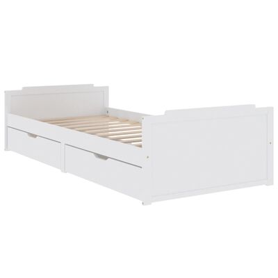 vidaXL Cadre de lit avec tiroirs Blanc Bois de pin massif 90x200 cm