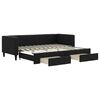 vidaXL Lit de jour avec gigogne et tiroirs sans matelas noir 80x200 cm