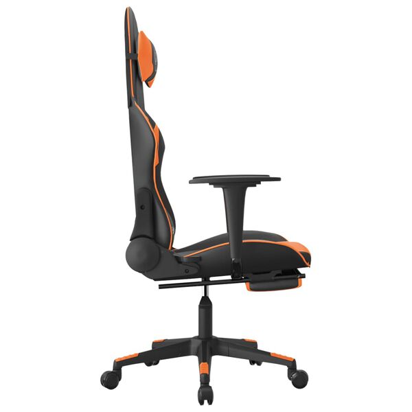 vidaXL Chaise de jeu avec repose-pied Noir et orange Similicuir