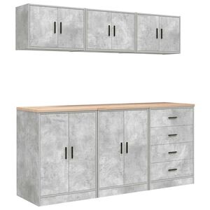 vidaXL Armoires de garage 6 pcs gris b&eacute;ton bois d'ing&eacute;nierie