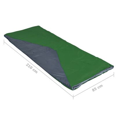 vidaXL Sac de couchage léger en forme d'enveloppe Vert 1 100 g 10°C