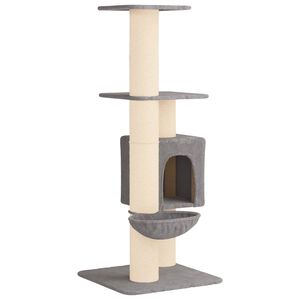 vidaXL Arbre &agrave; chat avec poteaux &agrave; griffer en sisal Gris clair 137 cm