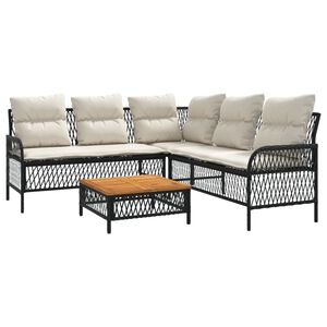 vidaXL Canap&eacute;s de jardin 2 pcs avec coussins Noir R&eacute;sine tress&eacute;e