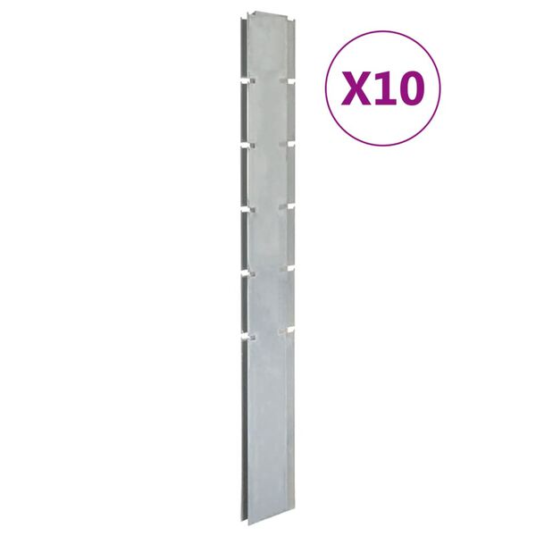 vidaXL Poteaux de cl&ocirc;ture 10 pcs argent&eacute; 160 cm acier galvanis&eacute;
