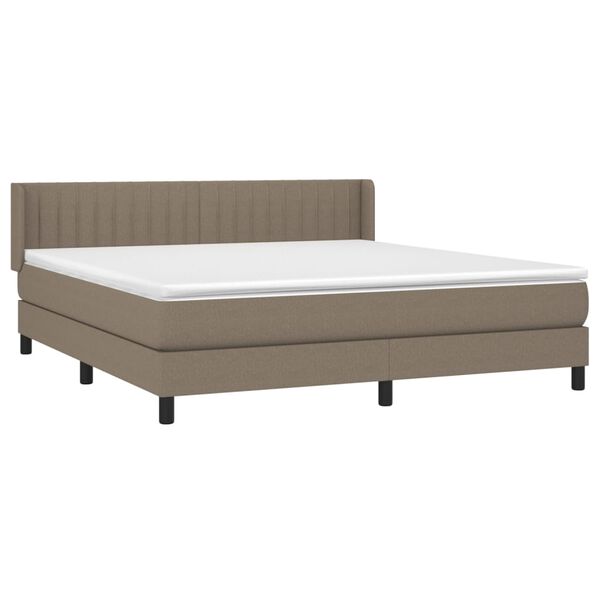 vidaXL Sommier &agrave; lattes de lit avec matelas Taupe 160x200 cm Tissu