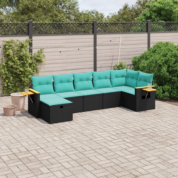 vidaXL Salon de jardin avec coussins 7 pcs gris résine tressée