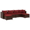 vidaXL Salon de jardin 6 pcs avec coussins Marron R&eacute;sine tress&eacute;e