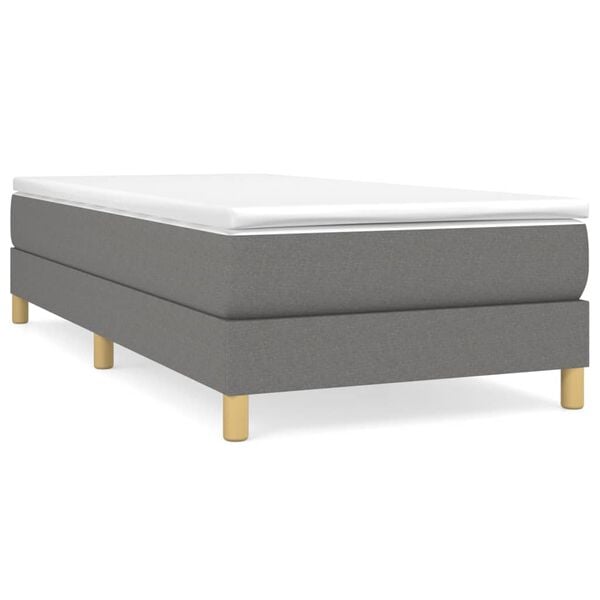 vidaXL Sommier &agrave; lattes de lit avec matelas Gris fonc&eacute; 90x200 cm Tissu