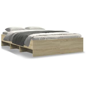 vidaXL Cadre de lit sans matelas ch&ecirc;ne sonoma 135x190 cm