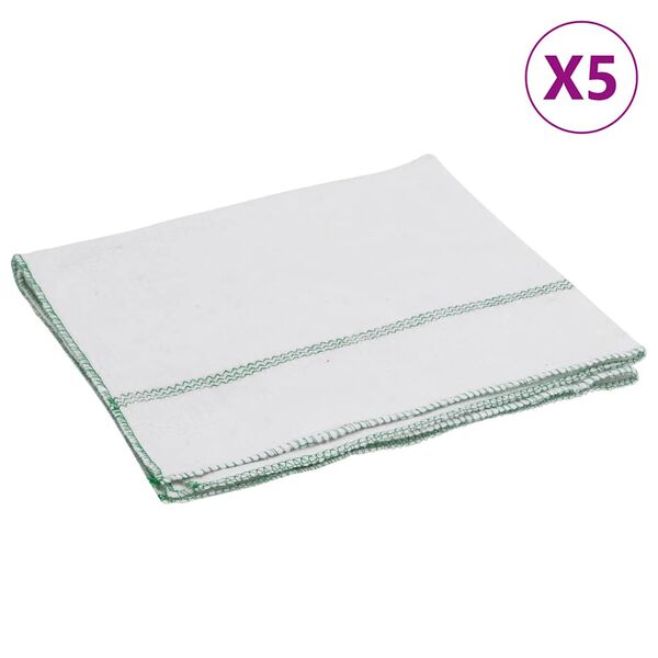vidaXL Chiffon de nettoyage 5pcs blanc avec des rayures vertes 50x60cm