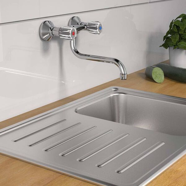 SCH&Uuml;TTE Mitigeur d'&eacute;vier mural &agrave; 2 poign&eacute;es BRILLANT chrome