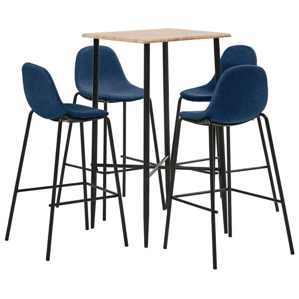 vidaXL Ensemble de bar 5 pcs Tissu Bleu