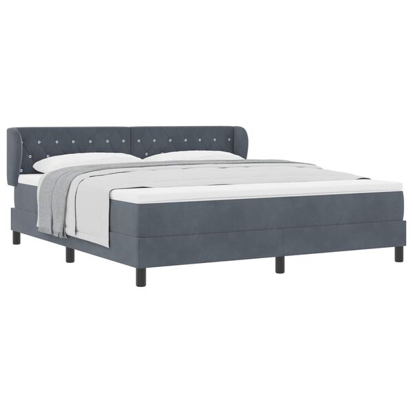vidaXL Lit &agrave; ressorts avec matelas Gris fonc&eacute; 180 x 200 cm Velours