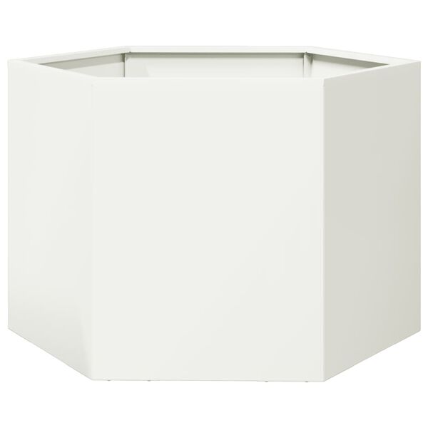 vidaXL Jardini&egrave;re blanc hexagone 69x60x45 cm acier