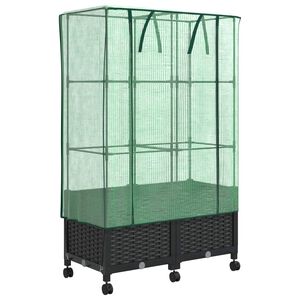 vidaXL Jardini&egrave;re de jardin avec couverture de serre et roues 2 pc PP