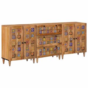 vidaXL Buffet 3 pcs Naturel 60 x 33,5 x 75 cm Bois de mangue massif
