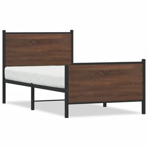 vidaXL Cadre de lit en m&eacute;tal sans matelas ch&ecirc;ne marron 90x190 cm