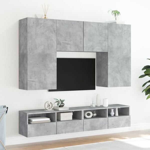 vidaXL Meuble TV mural gris b&eacute;ton 80x30x30 cm bois d'ing&eacute;nierie