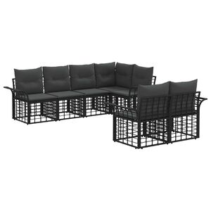 vidaXL Ensemble de canap&eacute;s d'ext&eacute;rieur 7 pcs Noir et Gris fonc&eacute;