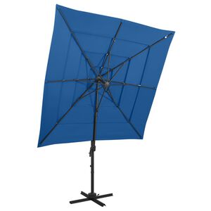 vidaXL Parasol de jardin &agrave; 4 niveaux avec m&acirc;t en aluminium bleu azur&eacute;