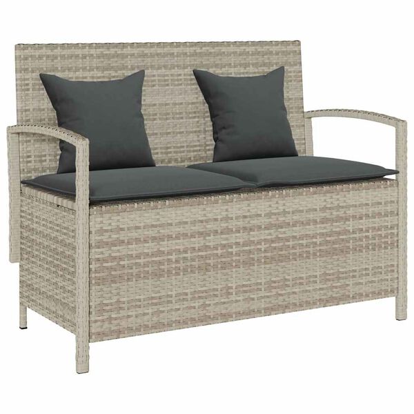 VidaXL Banc de rangement de jardin avec coussin gris clair polyrotin
