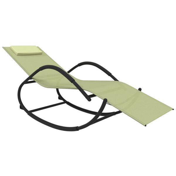 vidaXL Chaise longue &agrave; bascule cr&egrave;me acier et textil&egrave;ne