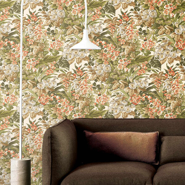 DUTCH WALLCOVERINGS Papier peint floral Vert