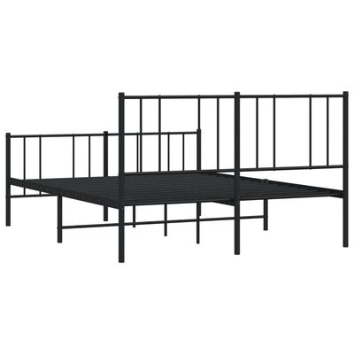 vidaXL Cadre de lit métal sans matelas avec pied de lit noir 140x200cm