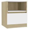 vidaXL Table de chevet Blanc ch&ecirc;ne sonoma 40x40x50cm bois d'ing&eacute;nierie