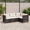 vidaXL Salon de jardin 4 pcs avec coussins noir r&eacute;sine tress&eacute;e