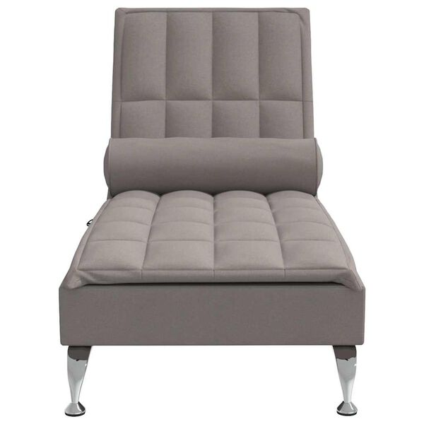 vidaXL Chaise longue de massage avec traversin taupe tissu