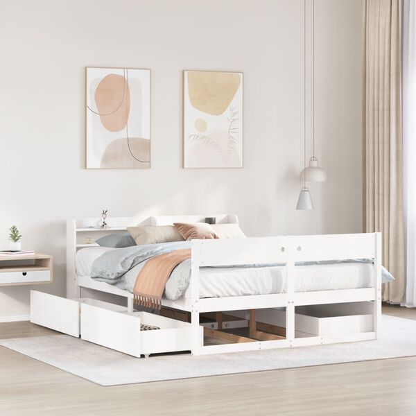 vidaXL Cadre de lit sans matelas blanc 120x200 cm bois de pin massif
