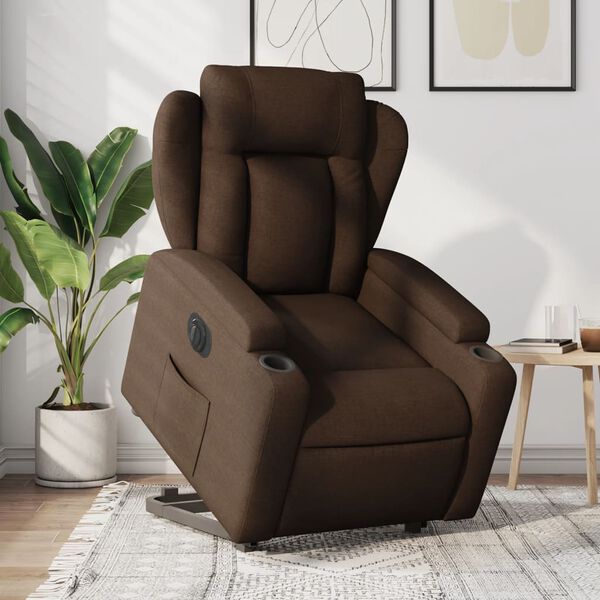 vidaXL Fauteuil inclinable électrique marron tissu