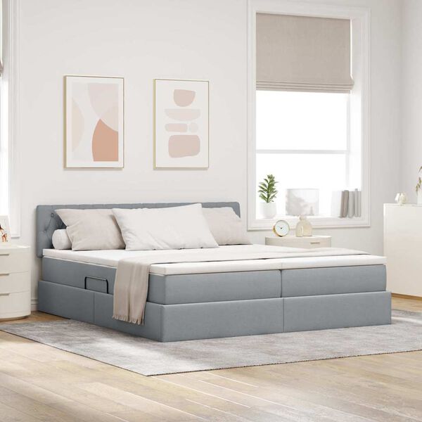 vidaXL Lit de Rangement Gris clair 200 x 200 cm Cuir synth&eacute;tique