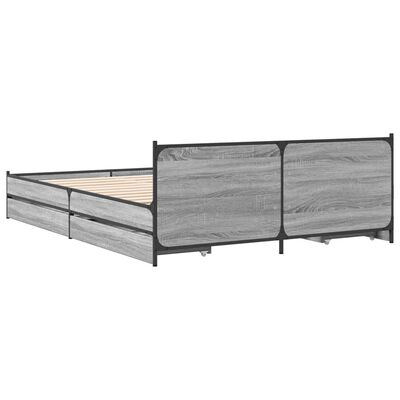 vidaXL Cadre de lit et tiroirs sonoma gris 140x190 cm bois ingénierie