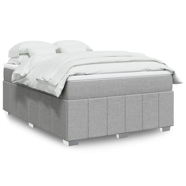vidaXL Sommier &agrave; lattes de lit avec matelas Gris clair 140x200cm Tissu