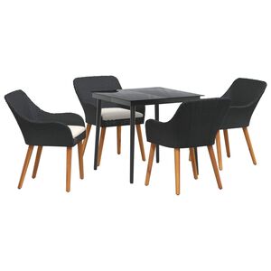 vidaXL Ensemble de salle &agrave; manger pour jardin 5 pc Noir polyrotin