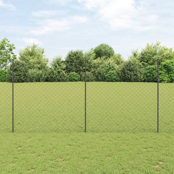 vidaXL Cl&ocirc;ture avec poteau Gris 1,6 x 25 m Acier et PVC