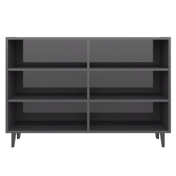 vidaXL Buffet gris brillant 103,5x35x70 cm bois d'ingénierie