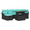 vidaXL Ensemble de canap&eacute; de jardin avec coussin 7 pcs Noir polyrotin