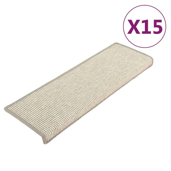 vidaXL Tapis d'escalier 15 pièces 65 x 21 x 4 cm Argent Bord rectangulaire