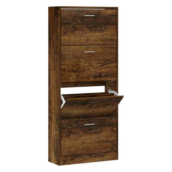 vidaXL Armoire &agrave; chaussures Ch&ecirc;ne fum&eacute; 63x24x147 cm Bois d'ing&eacute;nierie