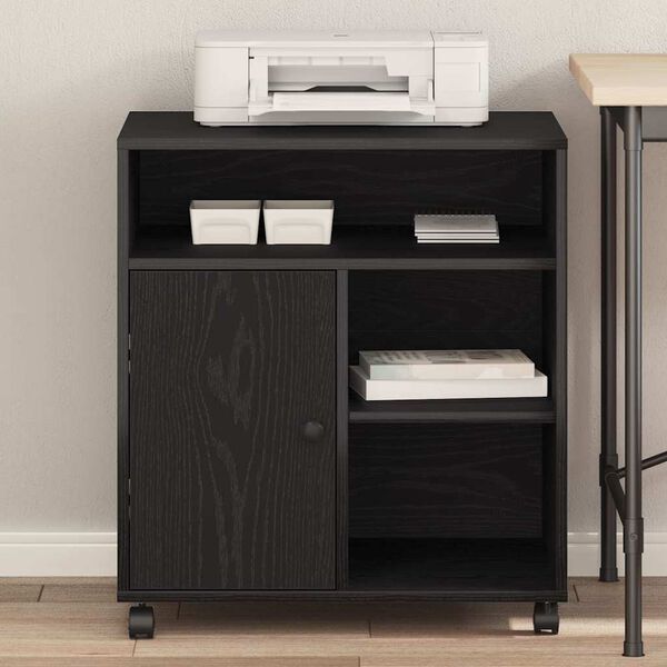 vidaXL Support d'imprimante avec stockage Ch&ecirc;ne noir 60 x 50 x 67 cm