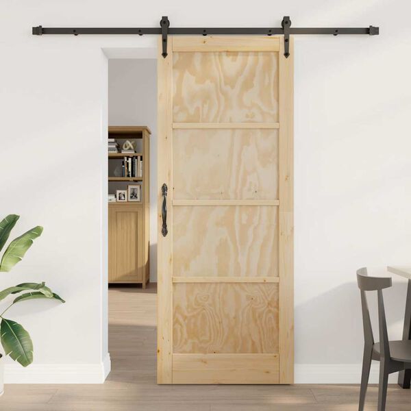 vidaXL Porte coulissante ORKDAL Marron 83 x 211 cm Bois de pin massif
