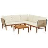vidaXL 6 pc Bois d'acacia massif et corde Naturel