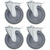 vidaXL 4pcs Roulettes pivotantes &agrave; trou de boulon &agrave; double frein 125mm