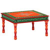 vidaXL Table basse orange bois de manguier massif peint &agrave; la main