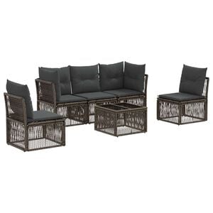 vidaXL Ensemble de canap&eacute; de jardin 6 pcs Gris polyrotin