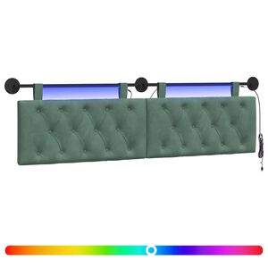 vidaXL T&ecirc;te de lit suspendue Avec lumi&egrave;re LED Vert Mer Velours