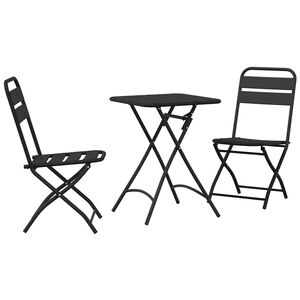 vidaXL Ensemble bistrot 3 pc Anthracite Acier
